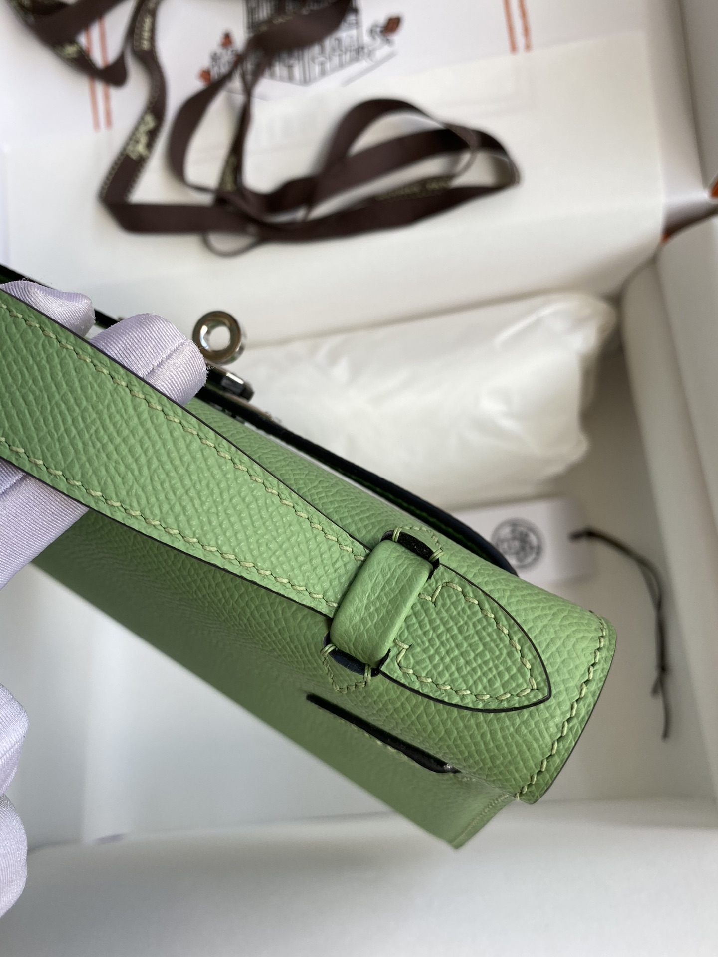 Hermes Mini Kelly Pochette 22cm Bag In Kiwi Green Epsom Leather